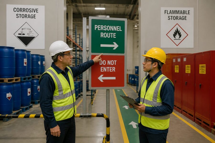 Hazardous Materials Storage Wayfinding: Routing Personnel Away From Incompatible Chemical Zones