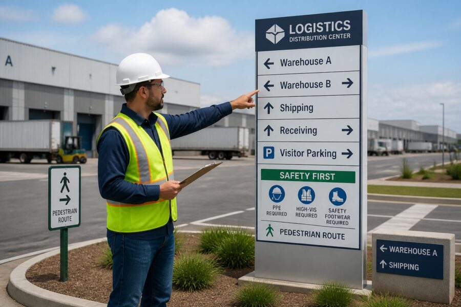 Outdoor Logistics Park Wayfinding: Signage for Expansive Multi-Building Industrial Campuses