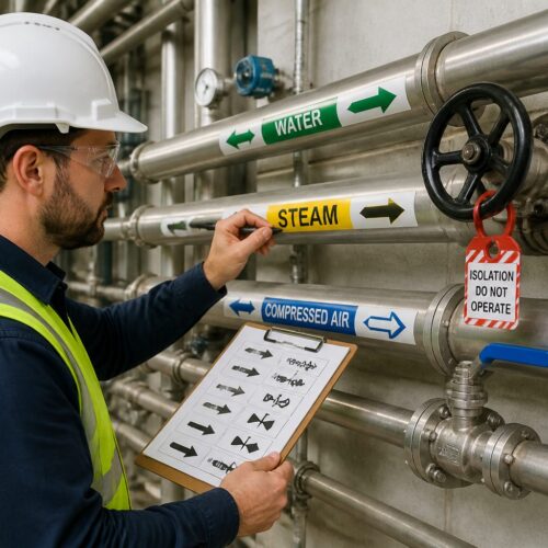 Pipeline and Valve Pictograms: Flow Direction, Content Identification and Isolation Symbols